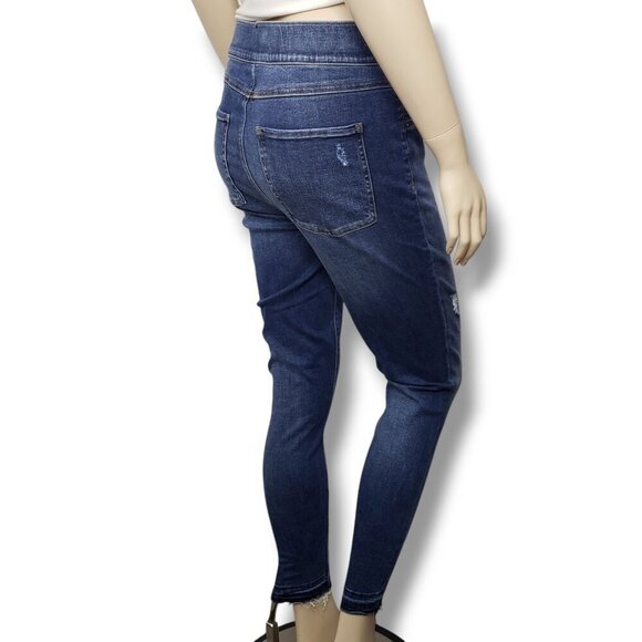 Spanx Distressed Ankle Skinny Jeans Womens Large Released Hem Fray‎ Pull On - Picture 4 of 10